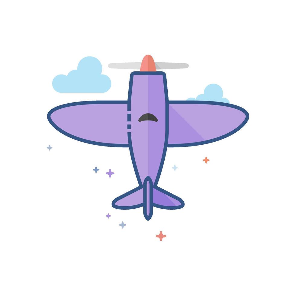 Vintage airplane icon flat color style vector illustration