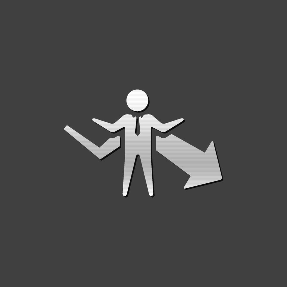 Businessman chart icon in metallic grey color style. Business finance growth vector