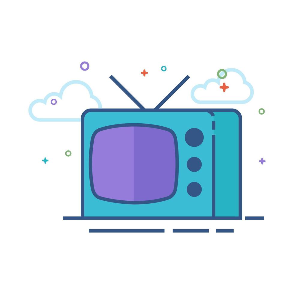 Television icon flat color style vector illustration