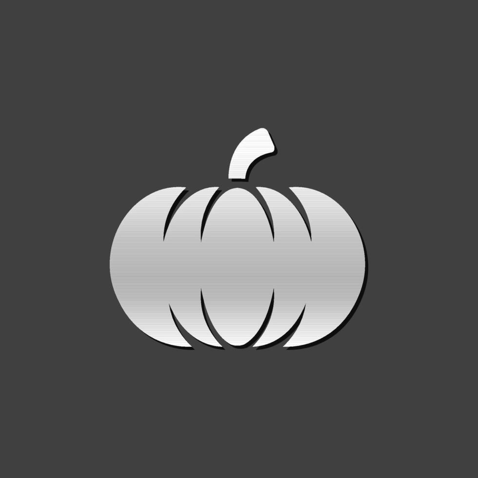 Pumpkin icon in metallic grey color style. Halloween autumn celebration vector