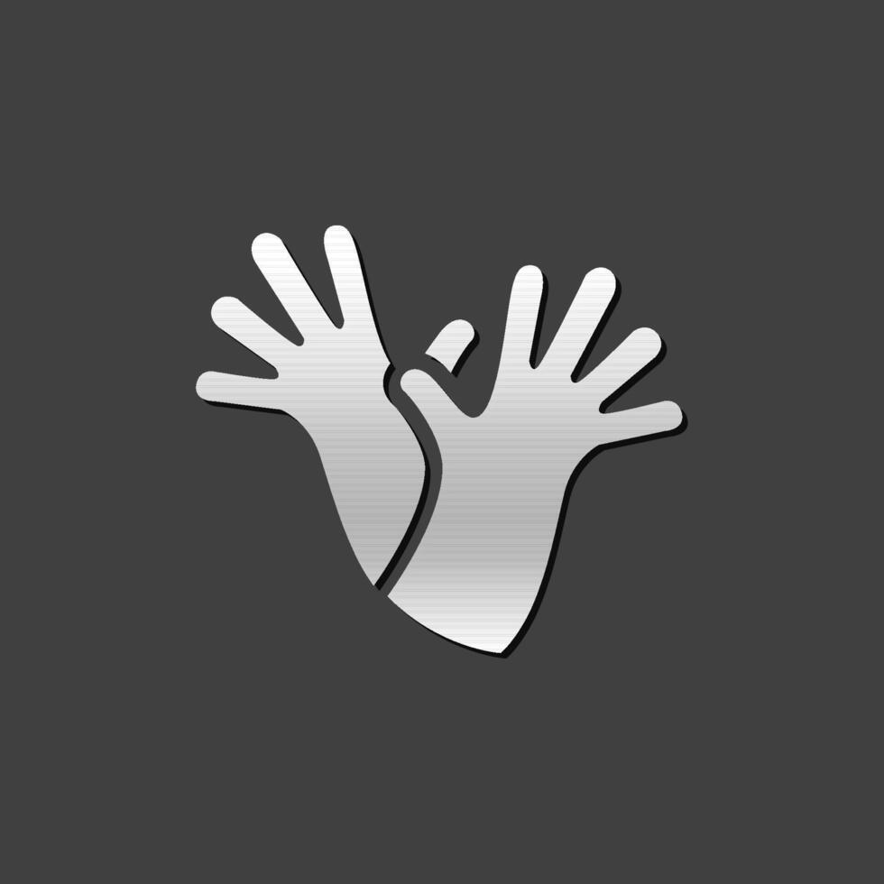 Cleaning glove icon in metallic grey color style.Equipment rubber household vector