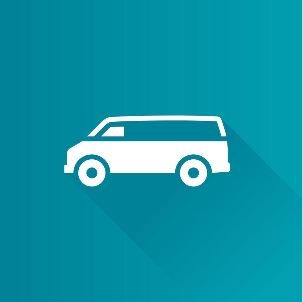 Car flat color icon long shadow vector illustration
