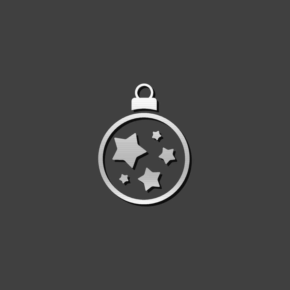 Christmas ball icon in metallic grey color style. Season greeting December vector