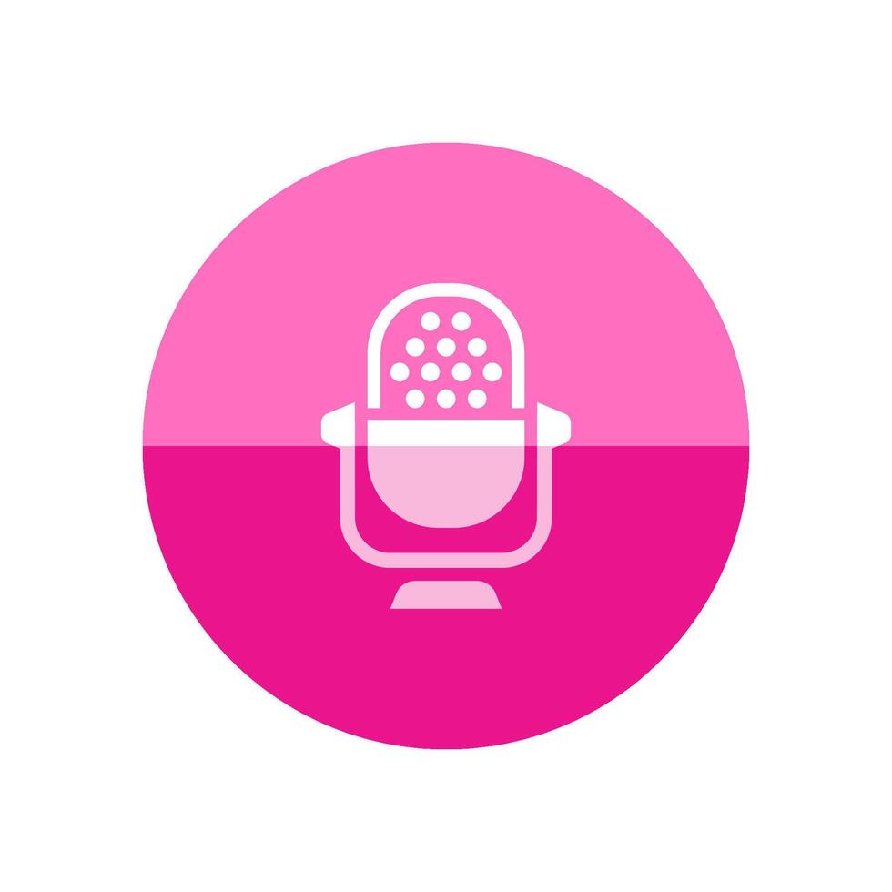 Microphone icon in flat color circle style. vector