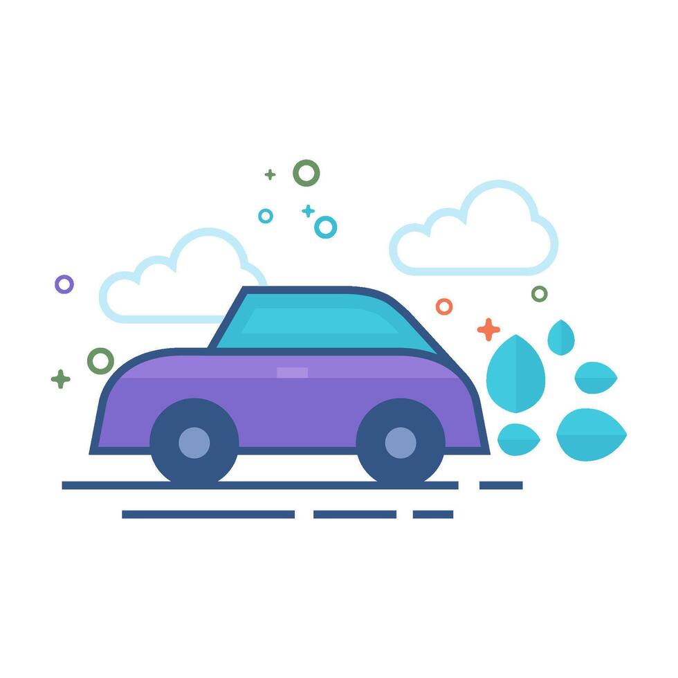Green car icon flat color style vector illustration