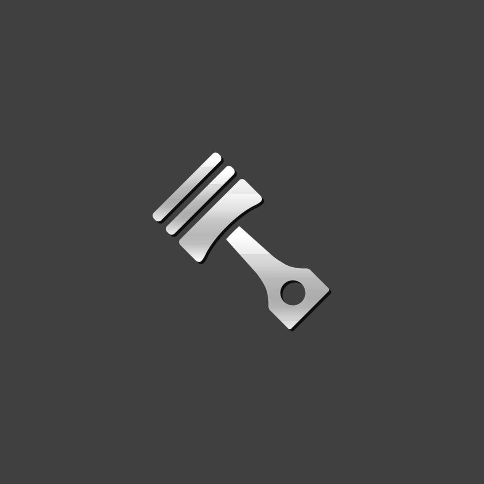 Piston icon in metallic grey color style. Automotive parts motor auto car vector