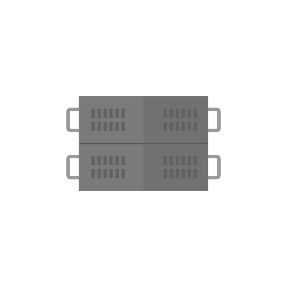Server rack icon in flat color style. Computer data file center hosting cloud transfer vector