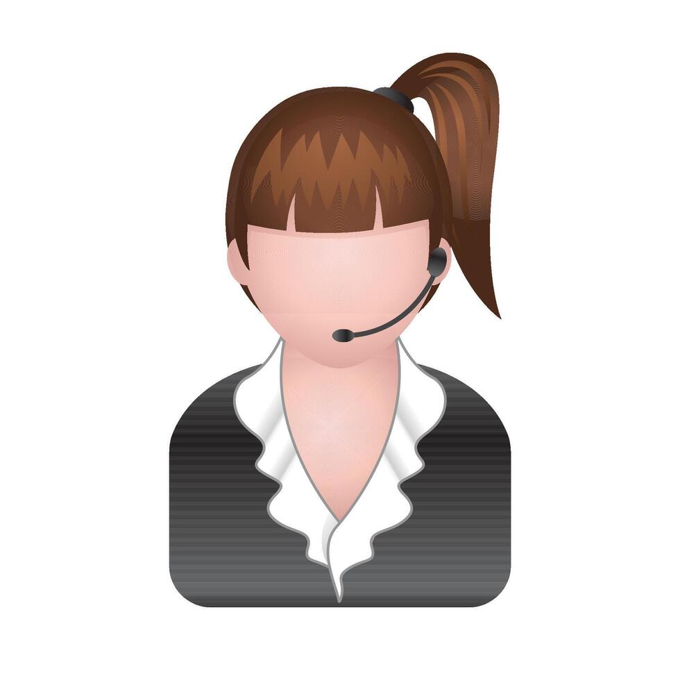 Female receptionist icon in color. Call center support vector