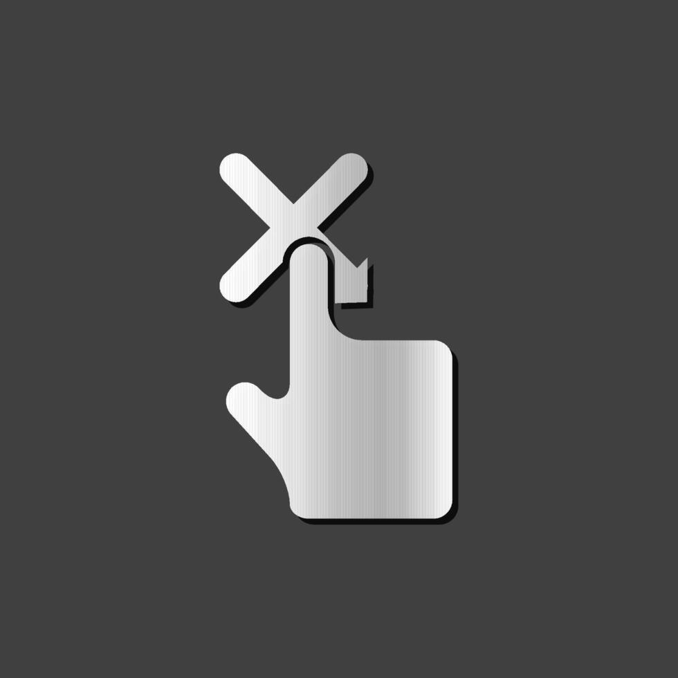 Finger gesture icon in metallic grey color style.Gadget touch pad smart phone laptop vector