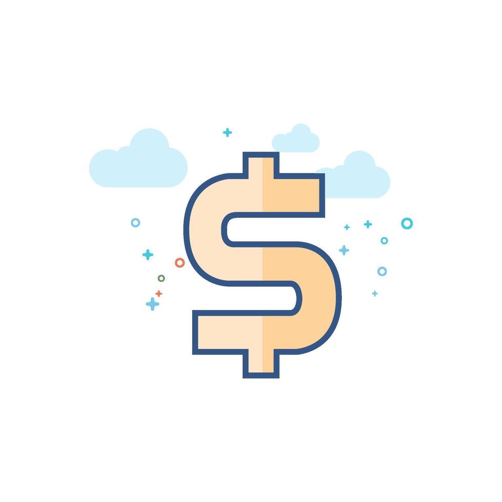 Dollar sign icon flat color style vector illustration