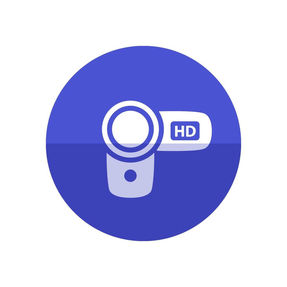 Camcorder icon in flat color circle style. Videography movie memory picture electronic imaging vector