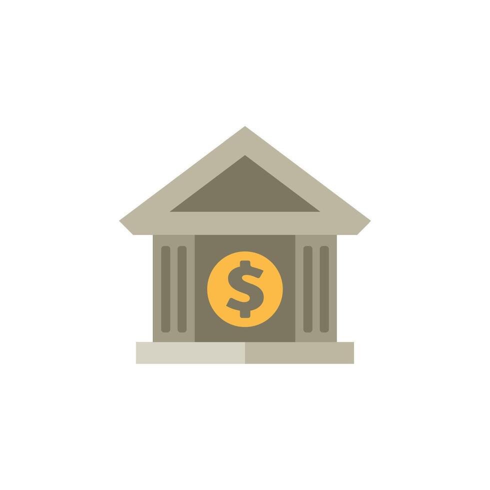 Bank building icon in flat color style. vector