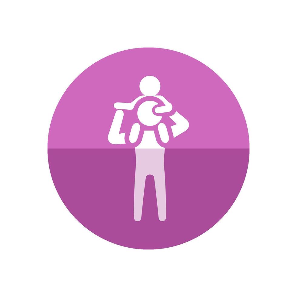 Man holding kid icon in flat color circle style. Family gather holiday travel vector