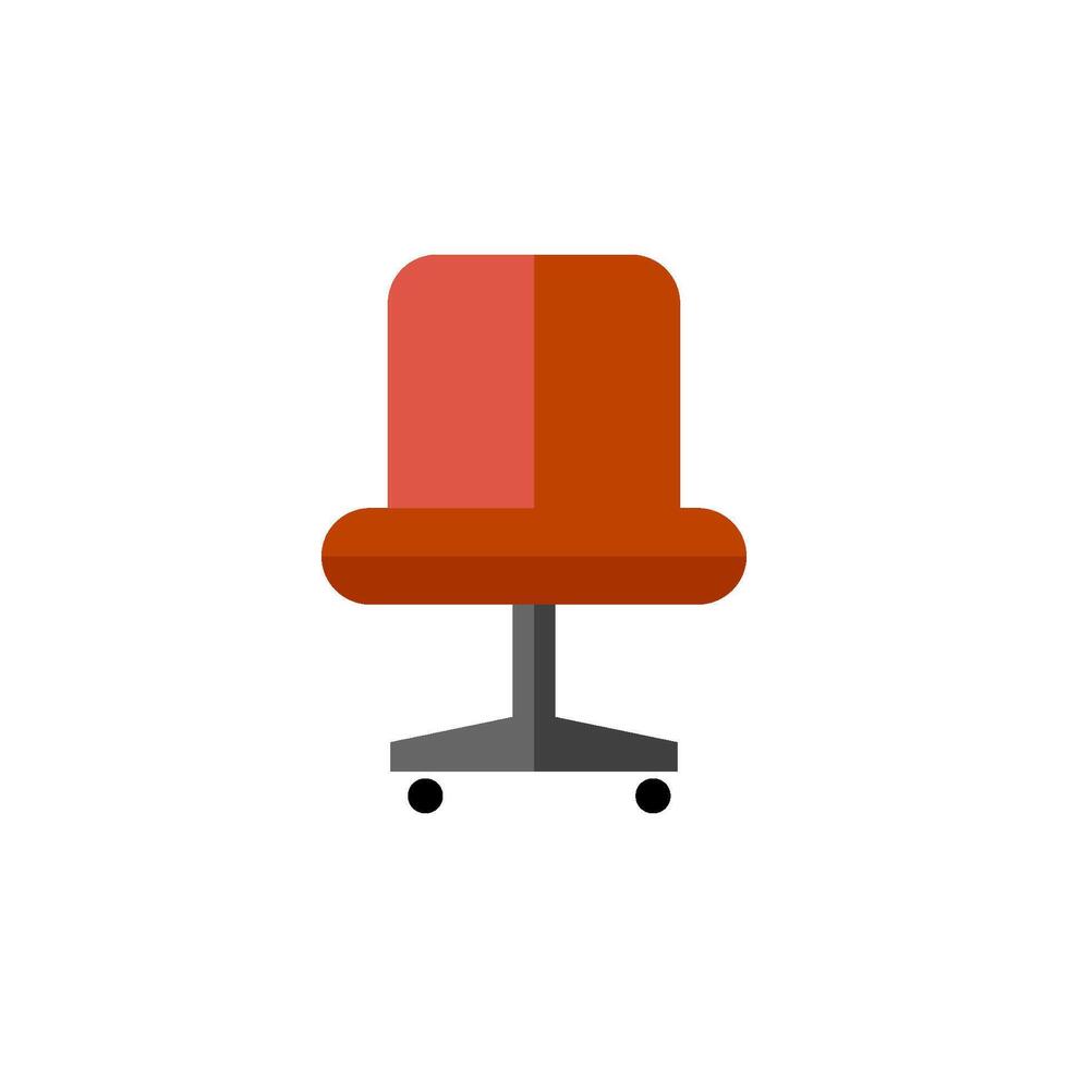 Office chair icon in flat color style. Business supply furniture comfort work vector