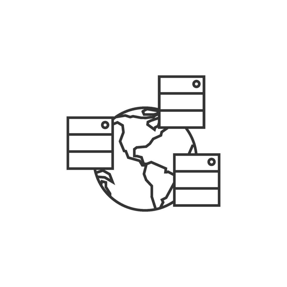 Server icon in thin outline style vector