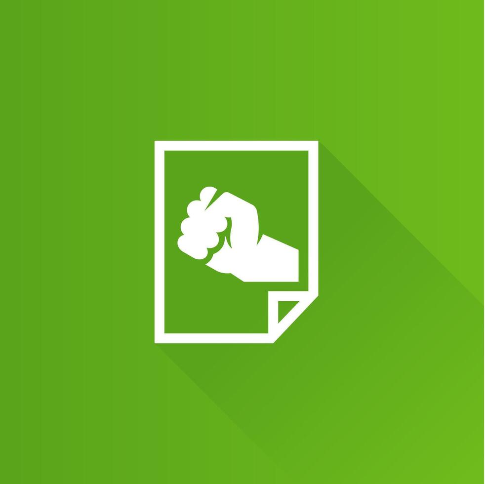 Hand fist flat color icon long shadow vector illustration