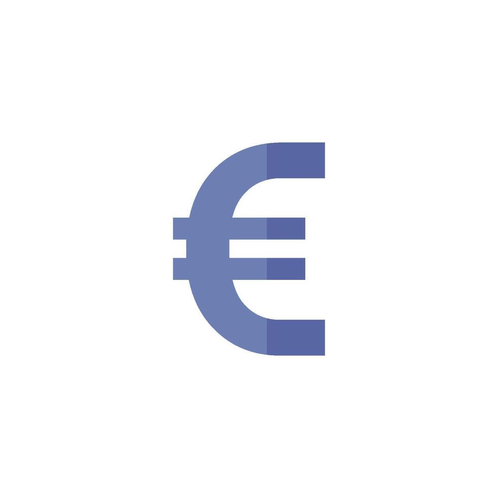 euro moneda símbolo icono en plano color estilo. dinero, mercado, comercio, producto, Europa vector