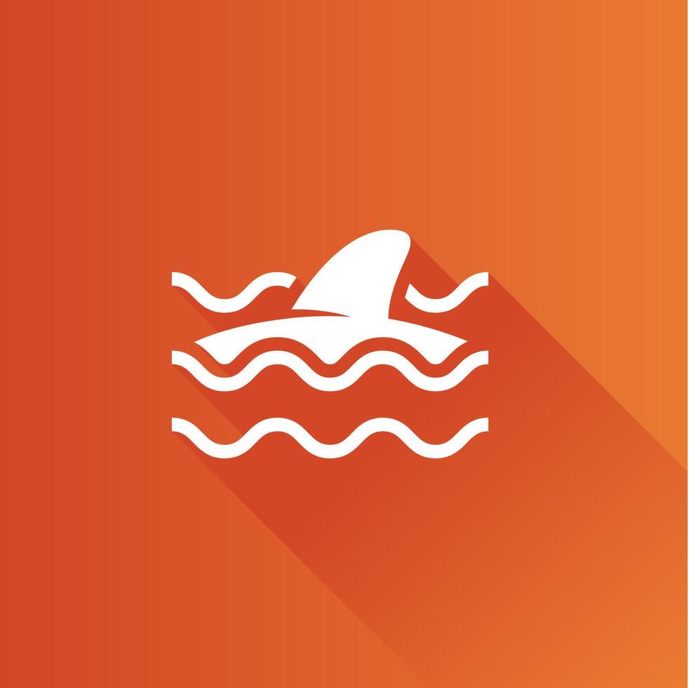 Shark flat color icon long shadow vector illustration