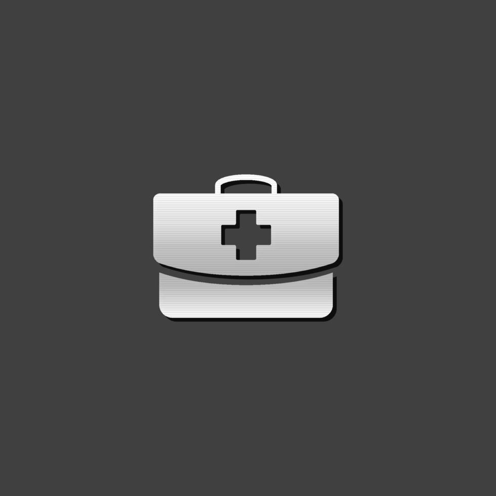 médico caso icono en metálico gris color estilo. salud cuidado equipo almacenamiento vector
