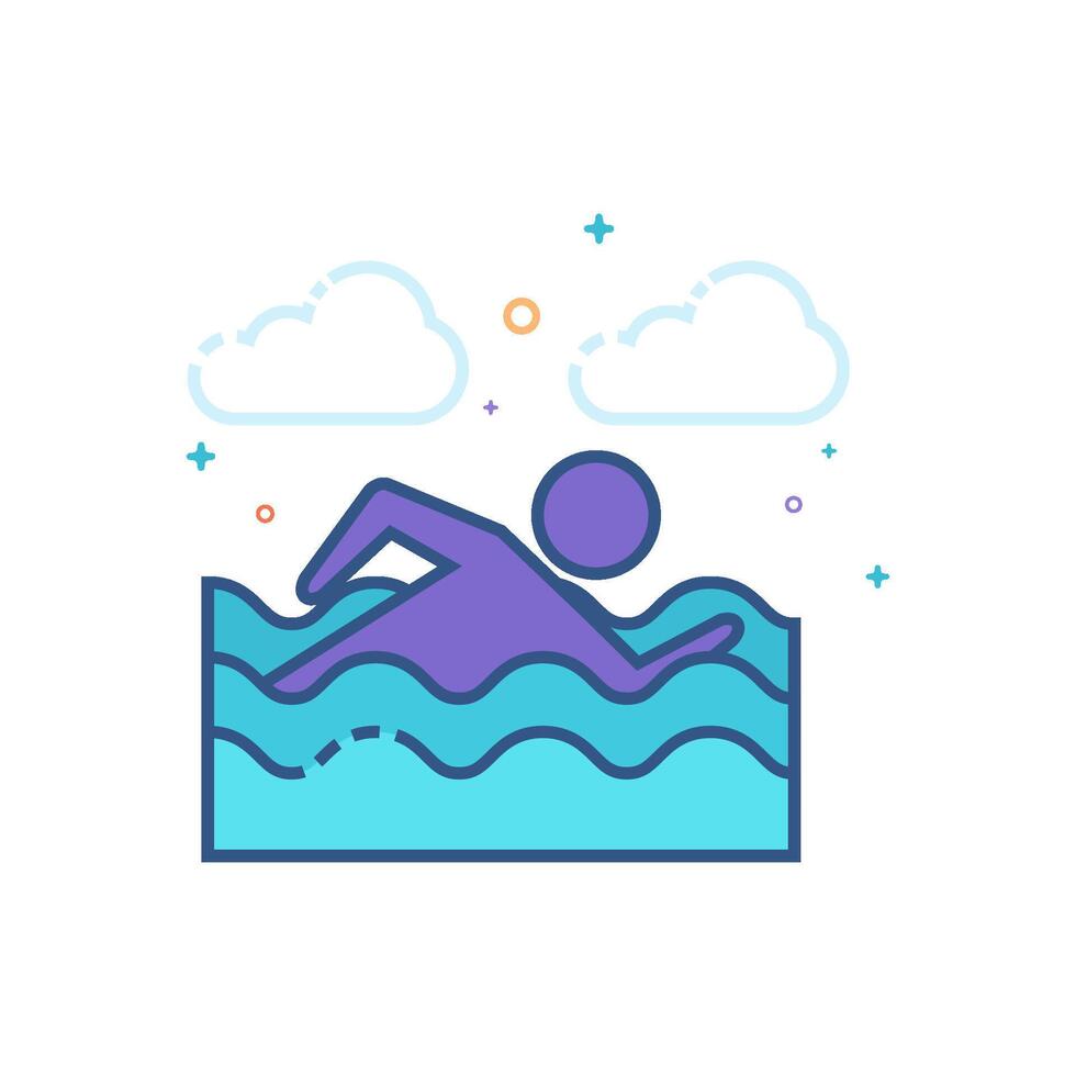 Man swimming icon flat color style vector illustration