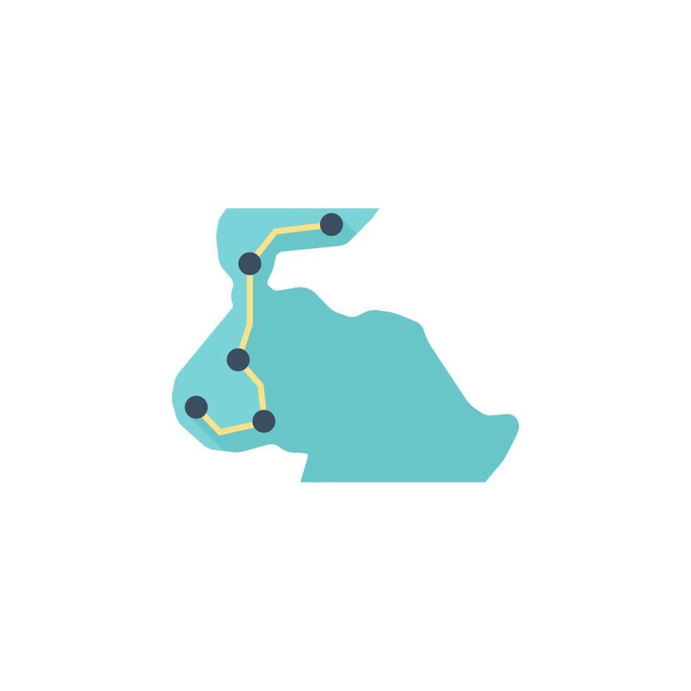 Rally route map icon in flat color style. Extreme transportation sport automotive vector