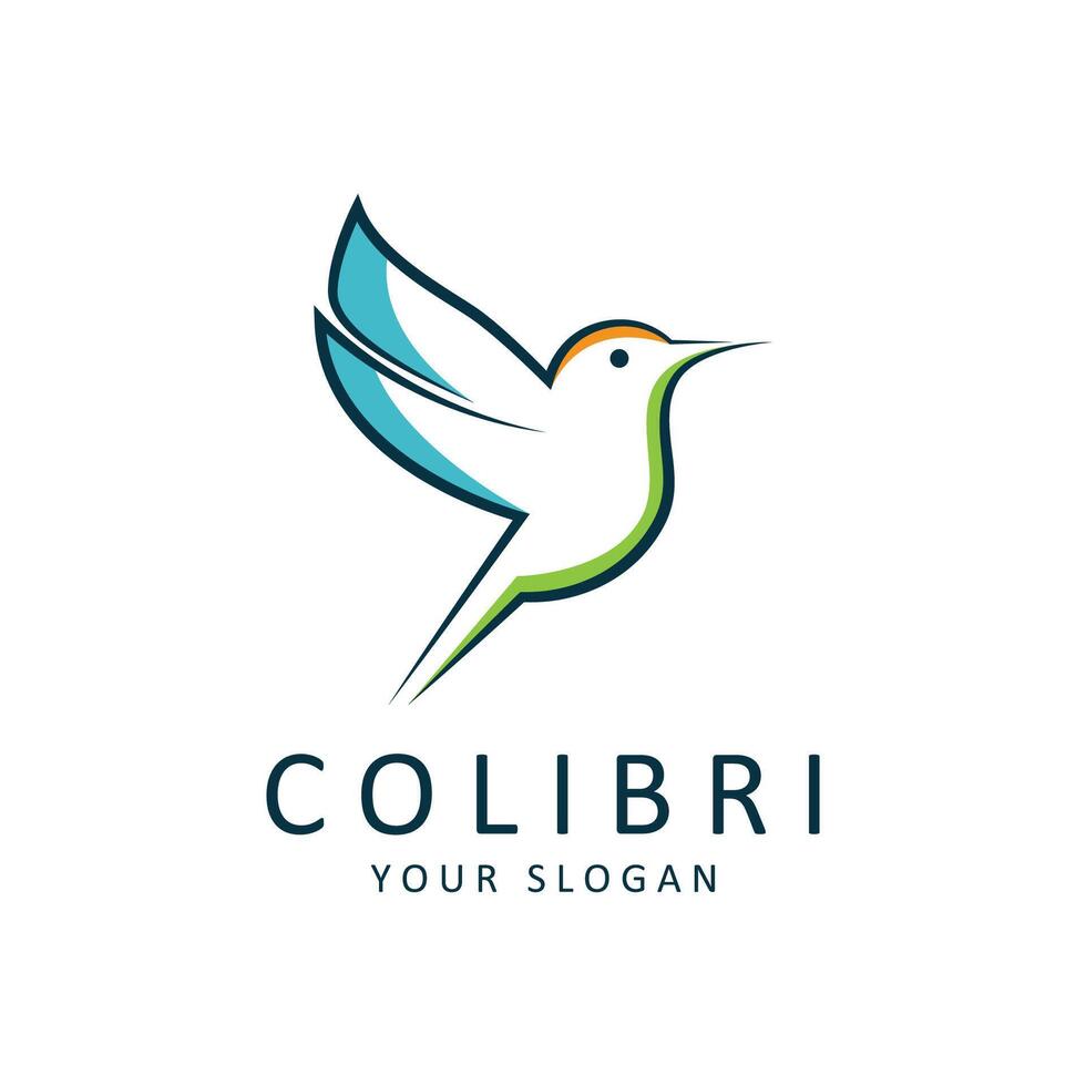 Beautiful Simple Bird Colibri Logo Design Vector