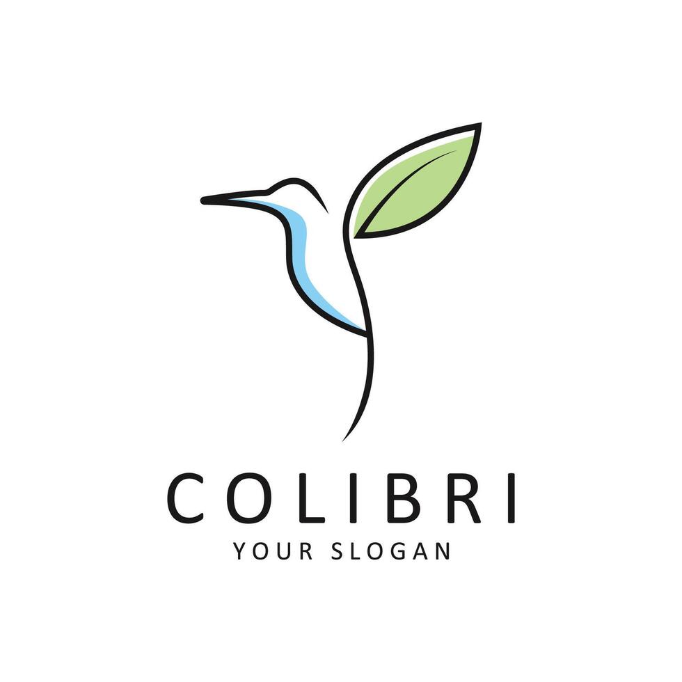 Beautiful Simple Bird Colibri Logo Design Vector