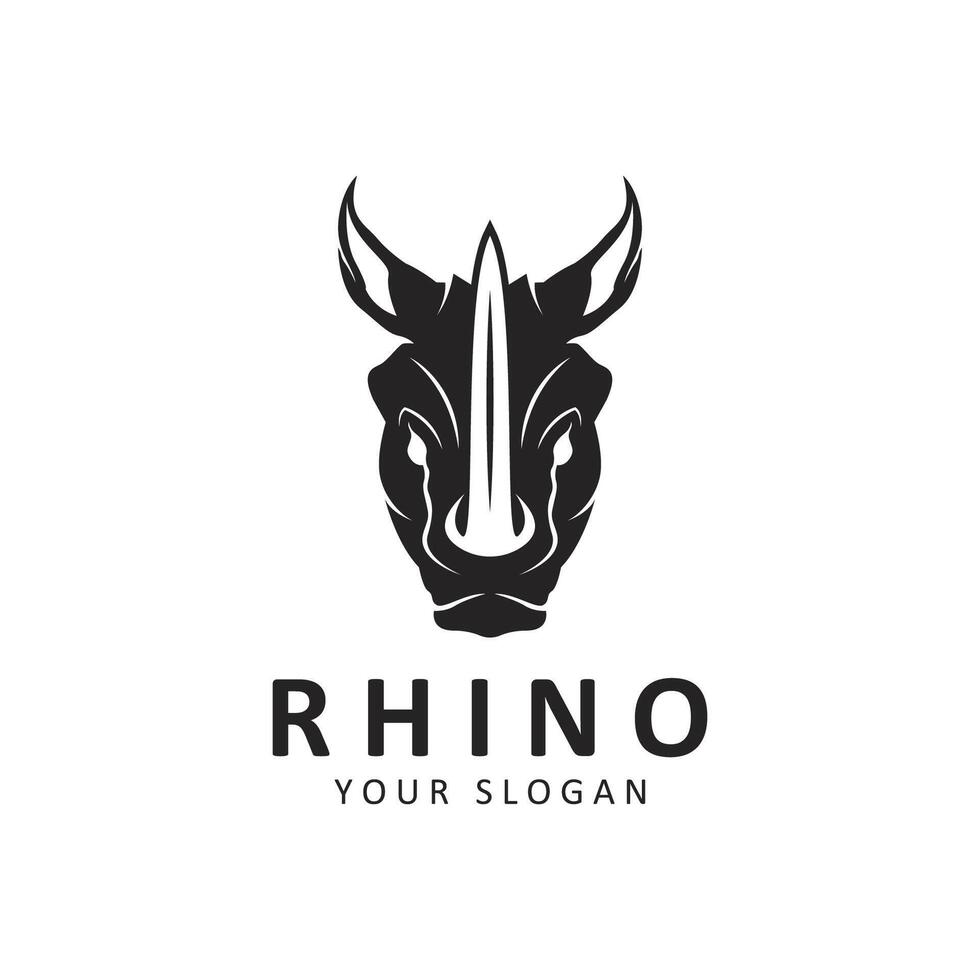 Rhino logo. Rhinoceros icon. Endangered animal symbol. African wildlife brand emblem. Vector illustration. this logo suitable for industrial, building, security and construction companies.