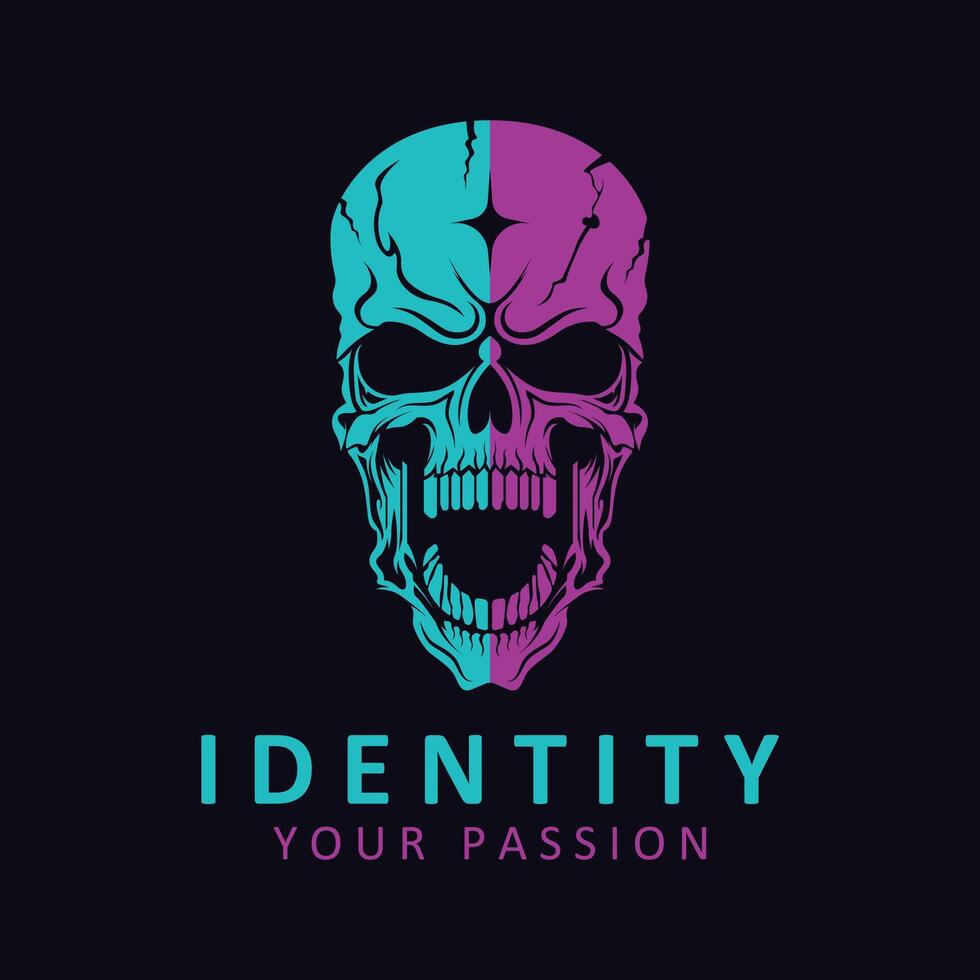 unique and stylized human skull logo design vector