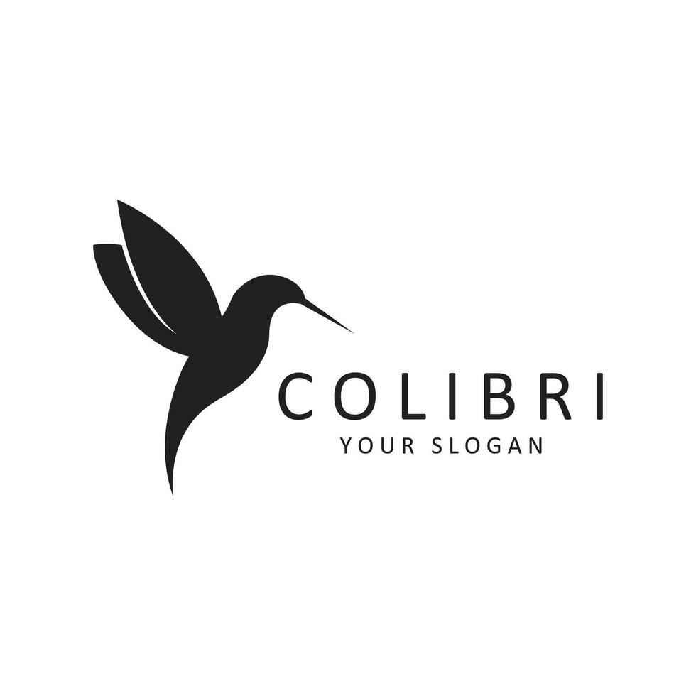 Beautiful Simple Bird Colibri Logo Design Vector