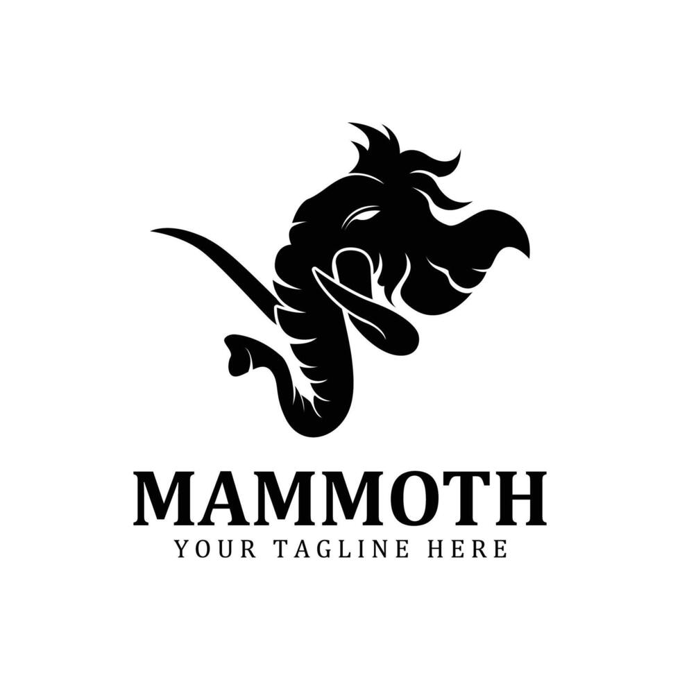 woolly mammoth logo design template with long tusks. Creative and unique iconic Mammoth Logo. Logo is a designed for sport types of companies vector