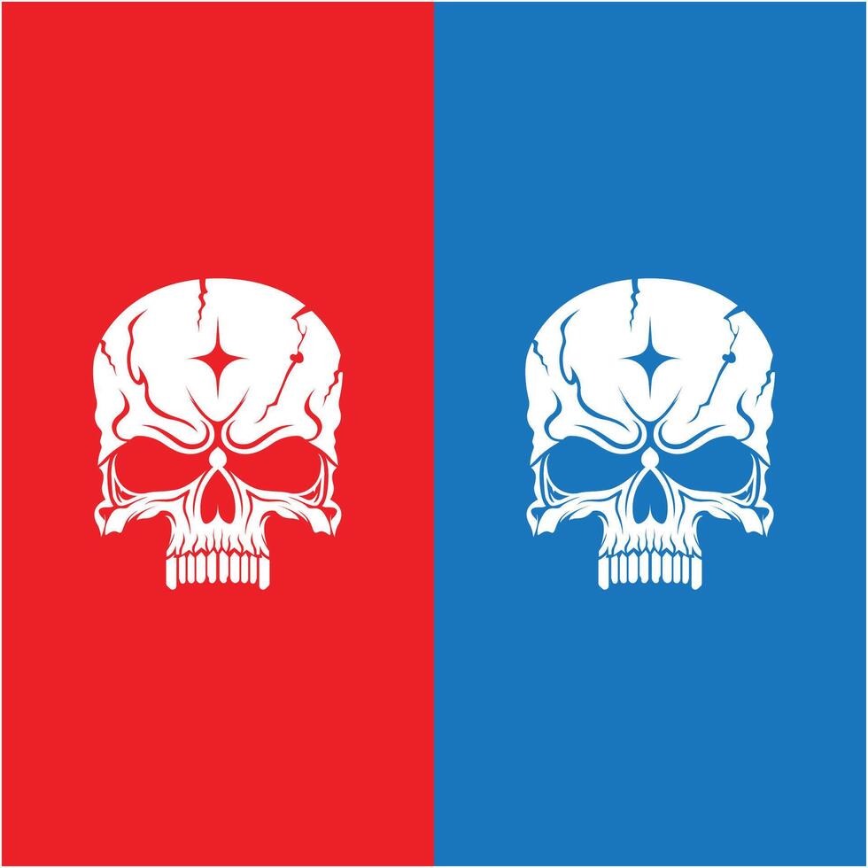 unique and stylized human skull logo design vector