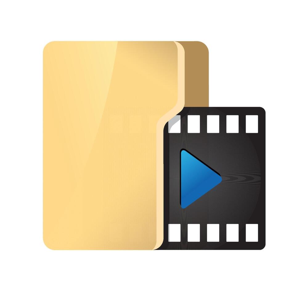 Movie folder icon in color. Computer files cinema vector