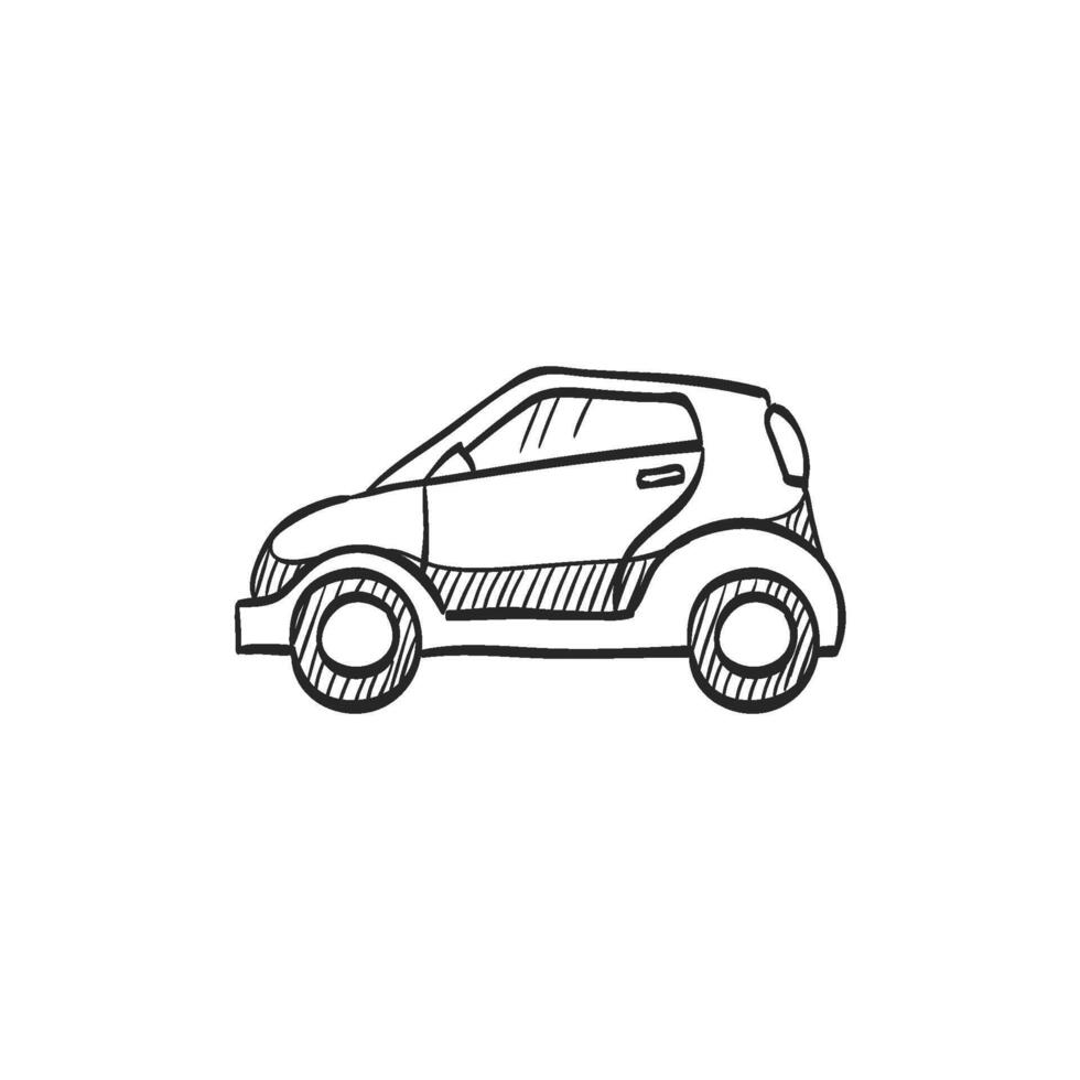 Hand drawn sketch icon green car vector