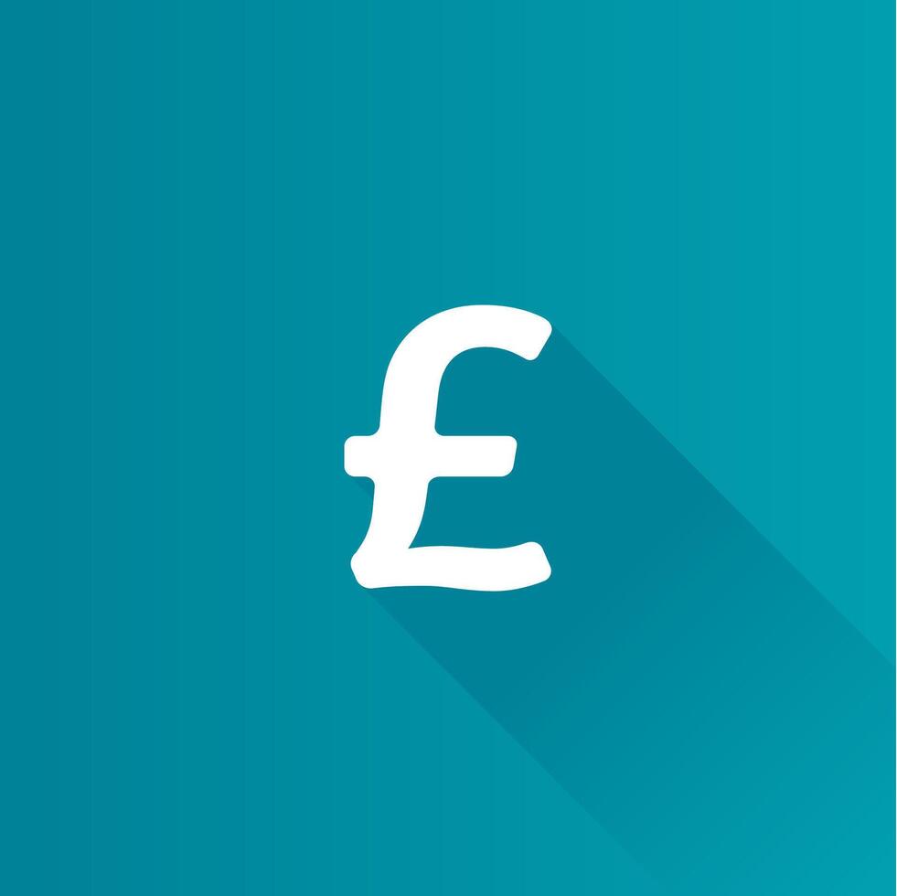 Pound sterling symbol flat color icon long shadow vector illustration
