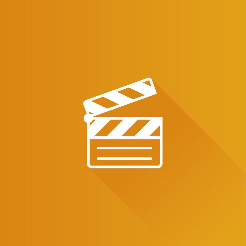 Cinema film flat color icon long shadow vector illustration