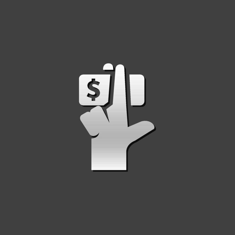 Hand holding money icon in metallic grey color style.Service tip hotel waitress vector