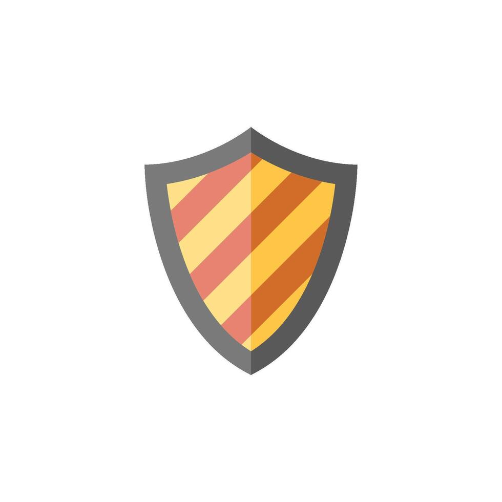 Shield icon in flat color style. Protection computer virus antivirus striped yellow vector