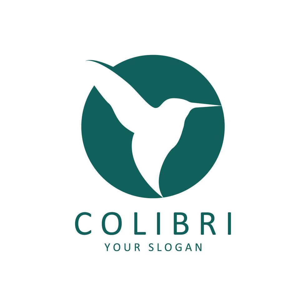 Beautiful Simple Bird Colibri Logo Design Vector