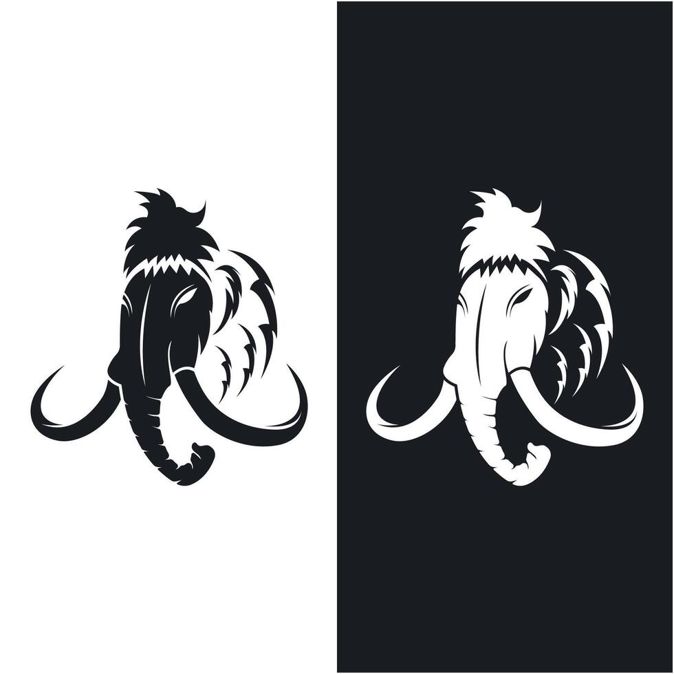 woolly mammoth logo design template with long tusks. Creative and unique iconic Mammoth Logo. Logo is a designed for sport types of companies vector