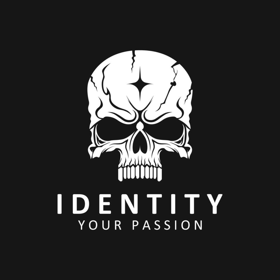 unique and stylized human skull logo design vector