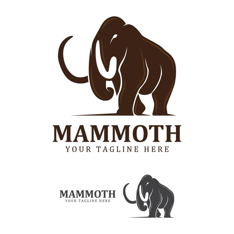 woolly mammoth logo design template with long tusks. Creative and unique iconic Mammoth Logo. Logo is a designed for sport types of companies vector