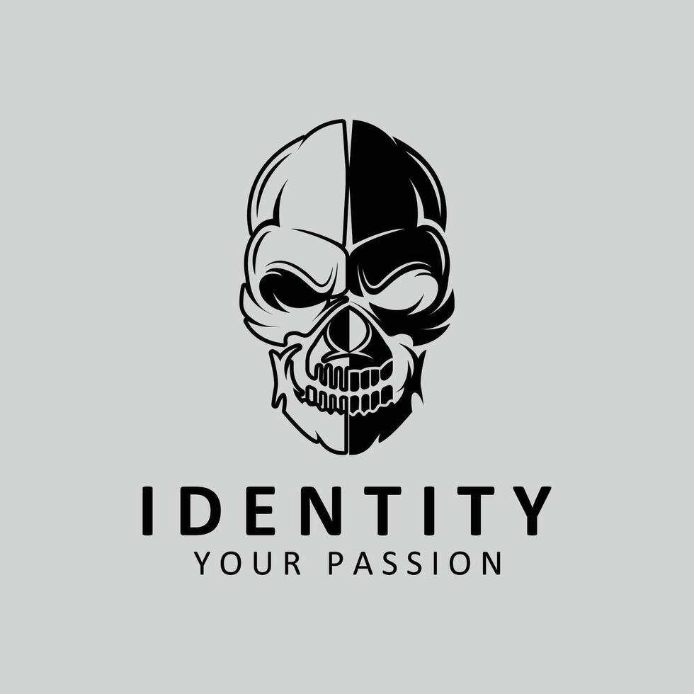 unique and stylized human skull logo design vector