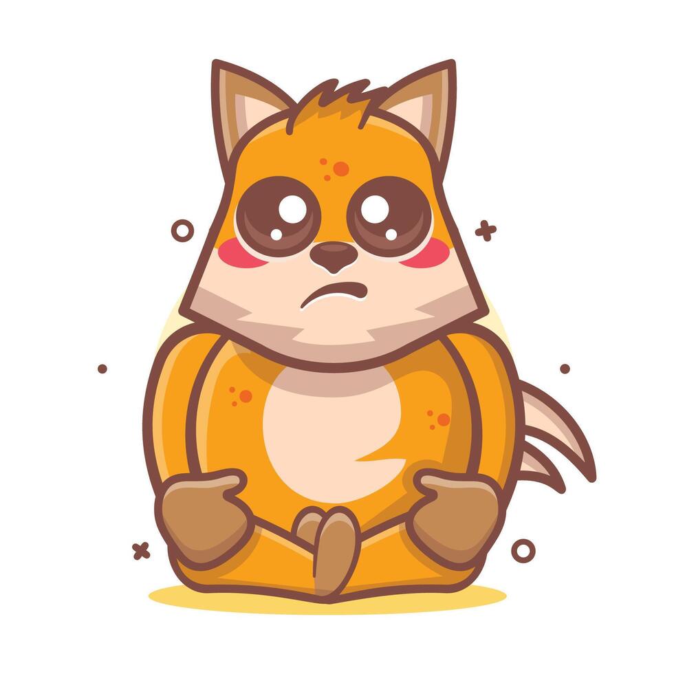 kawaii zorro animal personaje mascota con triste expresión aislado dibujos animados vector