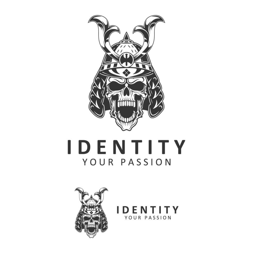 unique and stylized human skull logo design vector
