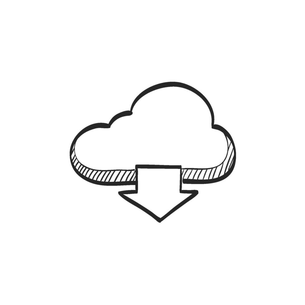 Hand drawn sketch icon cloud download vector