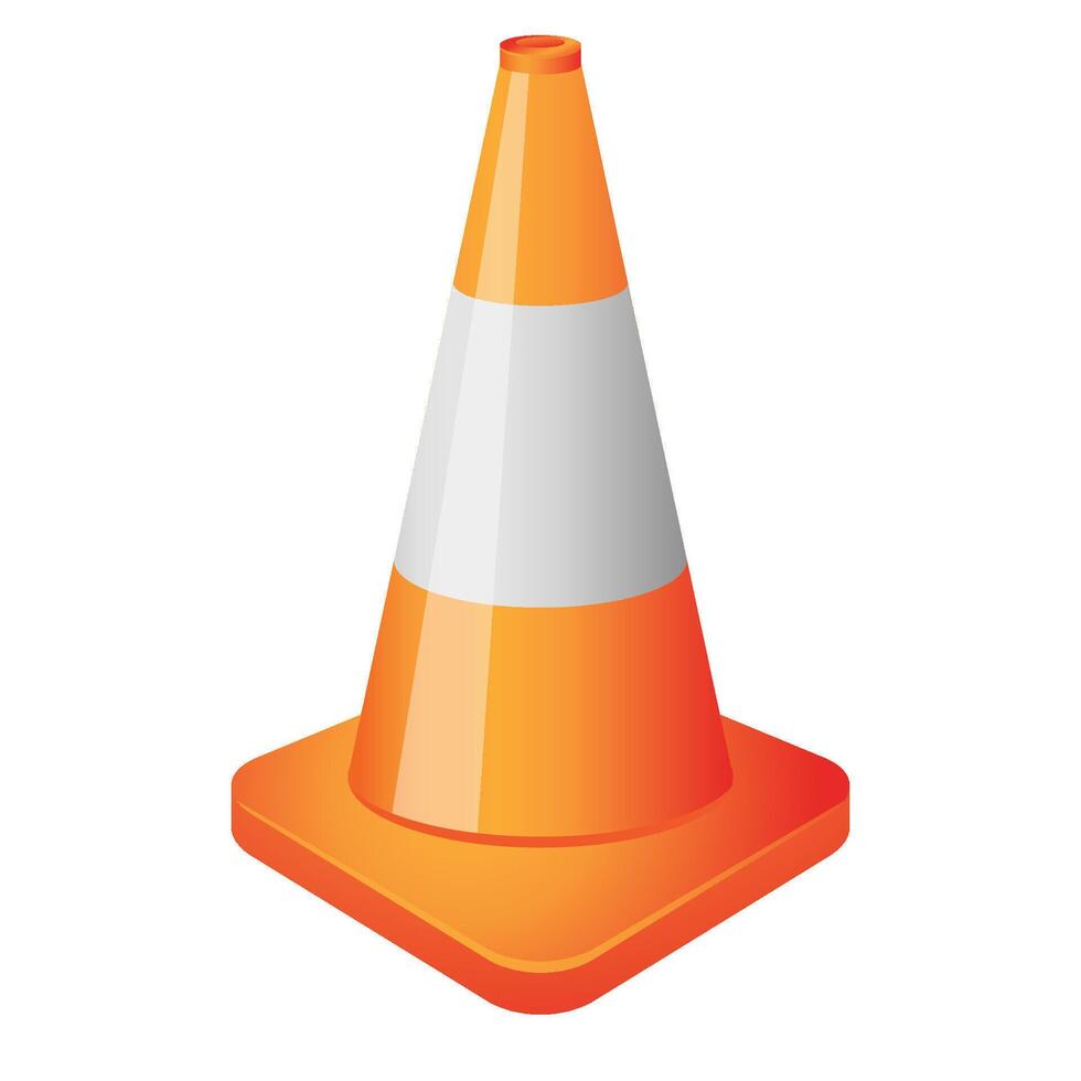 Traffic cone icon in color. Road construction warning vector