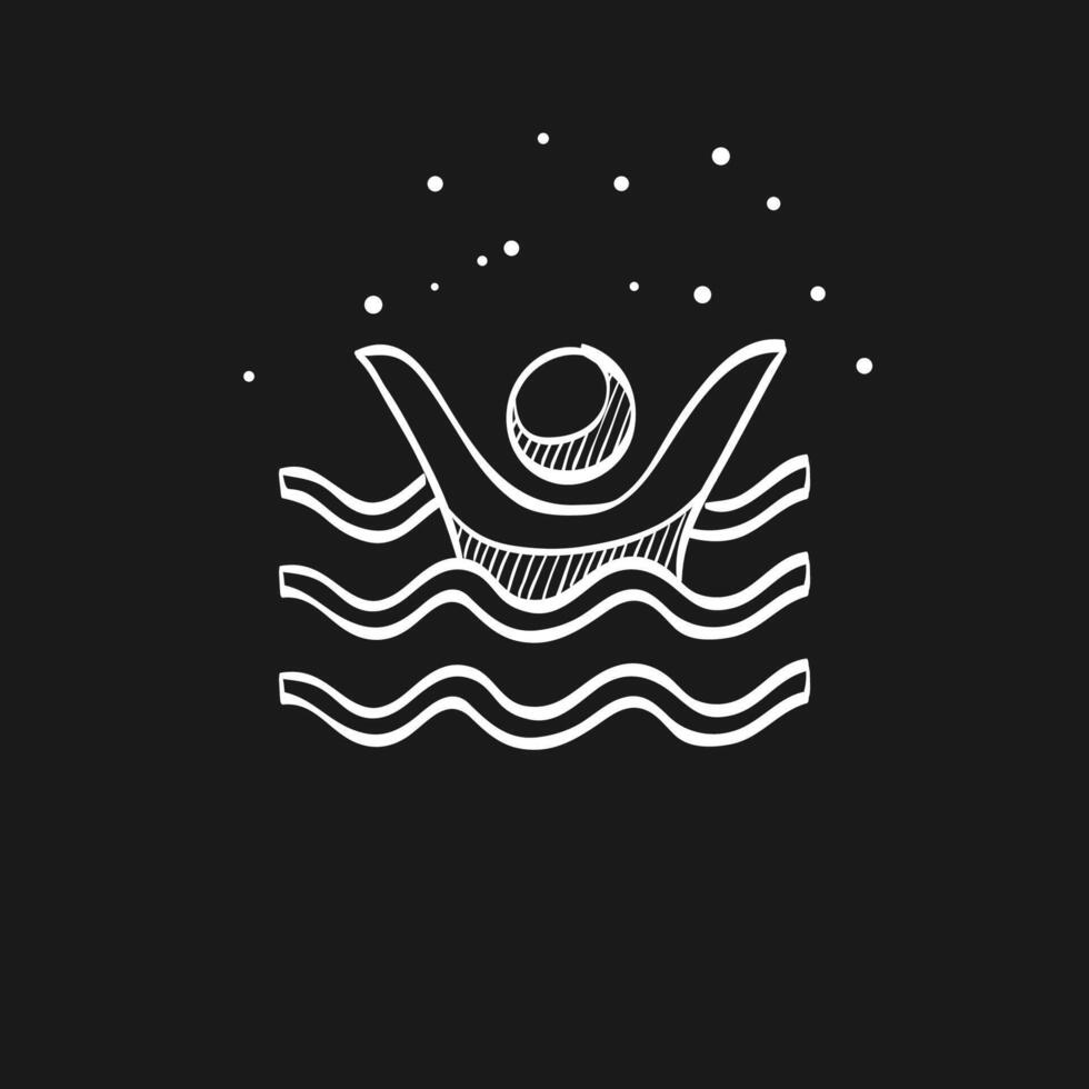 Drowned man doodle sketch illustration vector