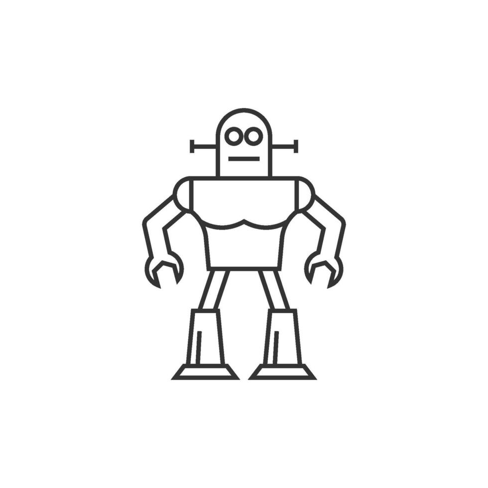 Toy robot icon in thin outline style vector