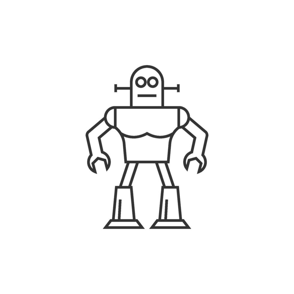 juguete robot icono en Delgado contorno estilo vector